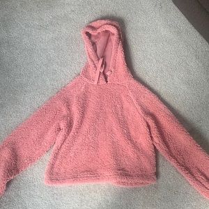 Pink fluffy cropped sweatshirt
